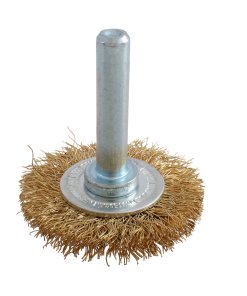 Carda circular ondulada alambre fino 2" x 0.30 mm con zanco 1/4" Urrea C859