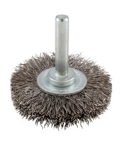 Carda circular ondulada alambre fino de acero inoxidable 2" x 0.30 mm con zanco 1/4" Urrea C961