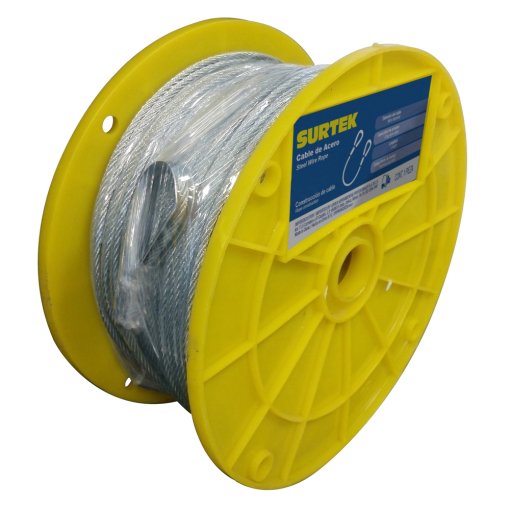 Cable de acero con guardacabo 1/4" x 76 m construcción de 7 x 7 Surtek CA118