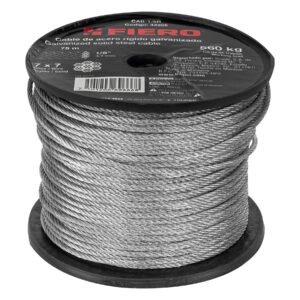 Metro de cable rígido 1/8' de acero 7x7 hilos, 75 m, FIERO