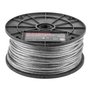 Metro de cable rígido 1/8' acero 7x7 recubierto PVC, 75 m