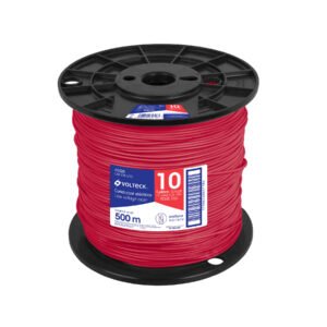 Metro de cable THHW-LS 10 AWG rojo en carrete de 500 m