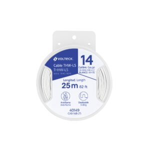Carrete con 25 m de cable THHW-LS 14 AWG blanco, VOLTECK
