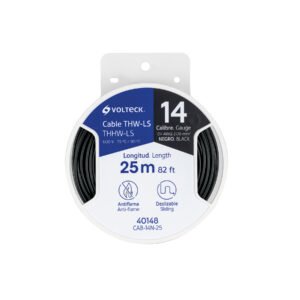 Carrete con 25 m de cable THHW-LS 14 AWG negro, VOLTECK
