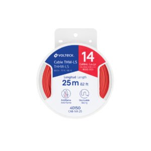 Carrete con 25 m de cable THHW-LS 14 AWG rojo, VOLTECK