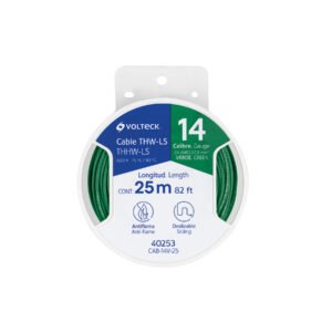 Carrete con 25 m de cable THHW-LS 14 AWG verde, VOLTECK