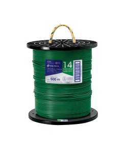 Metro de cable Volteck THHW-LS 14 AWG verde en carrete de 500 m - Tecnología de conexión a tierra para circuitos livianos que proporciona seguridad completa con identificación permanente (Clave 40120)
