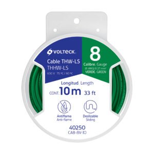 Carrete con 10 m de cable THHW-LS 8 AWG verde, VOLTECK