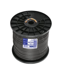 Metro de cable coaxial Volteck RG59 en carrete de 500 m - Tecnología de transmisión audiovisual para instalaciones extensas que proporciona conductividad confiable con blindaje electromagnético optimizado (Clave 45029)