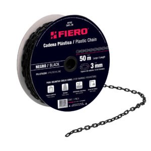Metro de cadena de 3 mm de plástico negra, carrete de 50 m