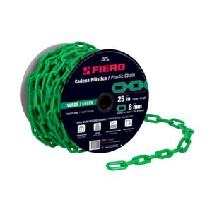 Metro de Cadena de 8mm de Plástico Verde, Carrete de 25m, Resistente y Duradero, Ideal para Proyectos de Construcción, Clave 44184, Fiero
