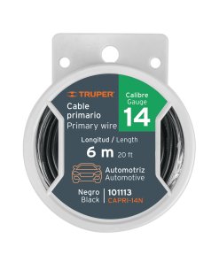Carrete TRUPER CableEstándar 6m Negro - CABLE PRIMARIO CALIBRE 14 - Conductividad Superior - Flexibilidad Óptima - Uso Profesional - Clave 101113