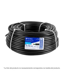 Metro de cable Volteck uso extra rudo 3 x 10 AWG en rollo de 100 m - Tecnología de transmisión trifásica para maquinaria pesada que proporciona potencia segura en condiciones ambientales adversas (Clave 40005)