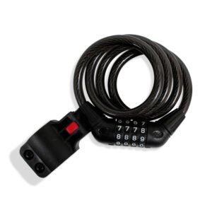 Cable candado en espiral retráctil con combinación 4 dígitos (1 mt) MIKELS CBE-100