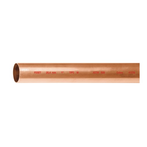 Tubo de 1' de Cobre Tipo 'M', de 3m, 2.0kg, Diseño Compacto para Conexiones Duraderas, Marca Foset, Clave 41276