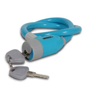 Cable candado con llaves, color azul (65 cms) MIKELS CCA-65