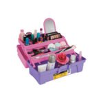 Caja cosmetiquera 14', doble bandeja, rosa, PRETUL