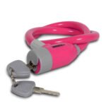 Cable candado con llaves, color rosa (65 cms) MIKELS CCR-65