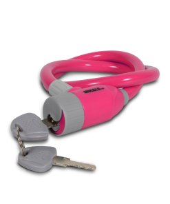 Cable candado con llaves, color rosa (65 cms) MIKELS CCR-65