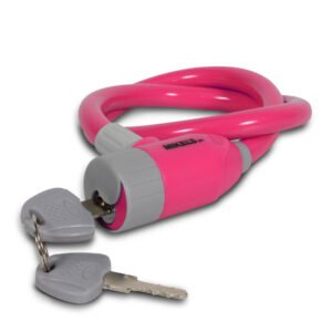 Cable candado con llaves, color rosa (65 cms) MIKELS CCR-65
