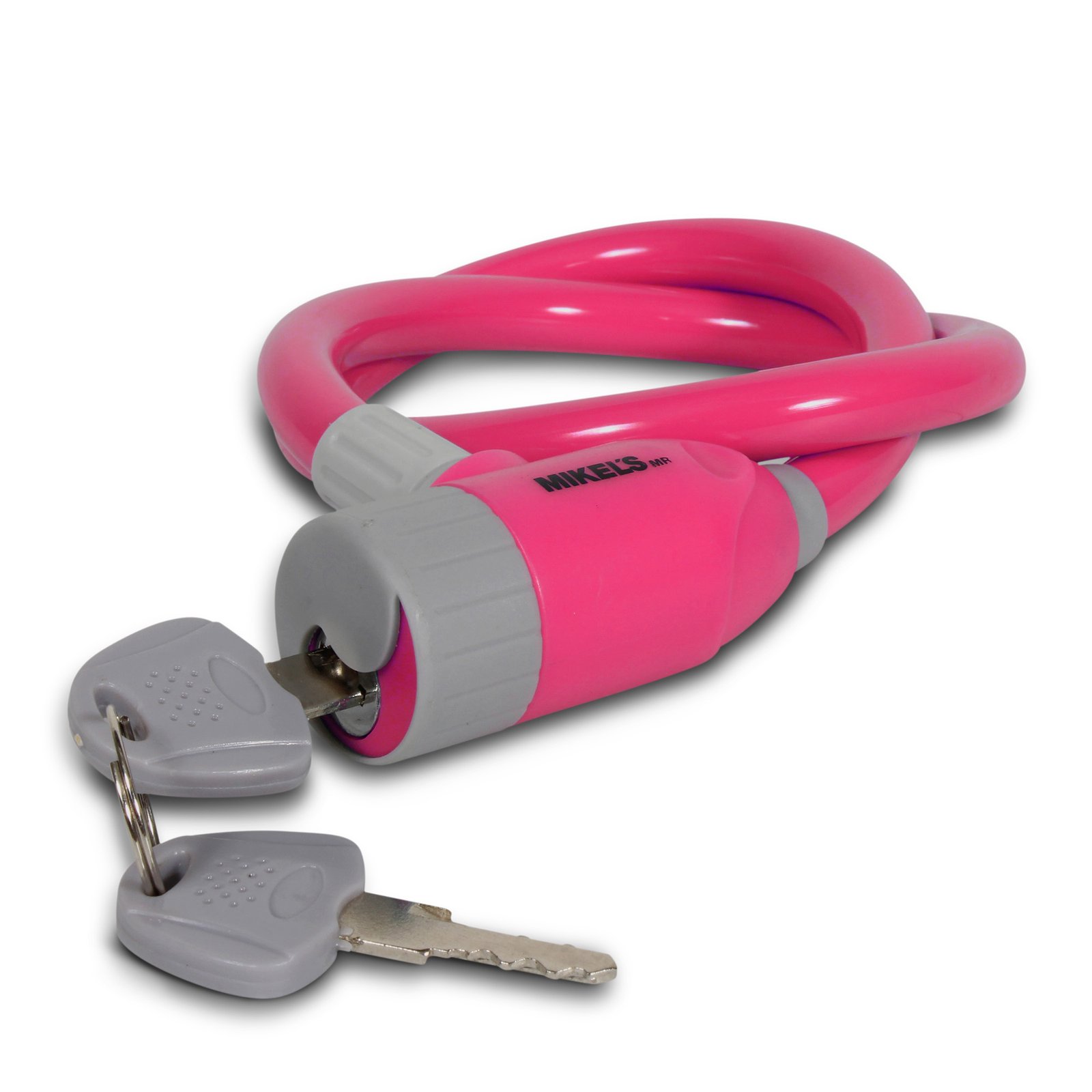 Cable candado con llaves, color rosa (65 cms) MIKELS CCR-65