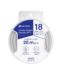 Cordón Dúplex Flexible Volteck SPT-2 18 AWG 20 m - Versatilidad en Iluminación Temporal que Ofrece Practicidad (Clave 40202)