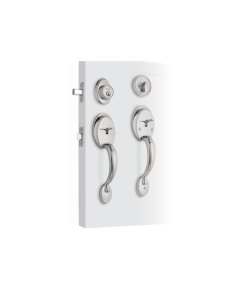 Doble jaladera y perilla, Berna mariposa, acabado cromo mate, diseño elegante para puertas interiores, BASIC, Hermex clave 23678