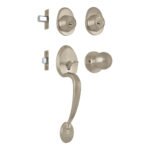 Jaladera y perilla Lugo, llave-llave, niquelado satin, acabado resistente para puertas de alto tráfico, Hermex clave 44042
