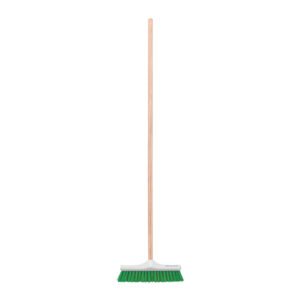 Cepillo para barrer cerda rígida de 30 cm, bastón de madera
