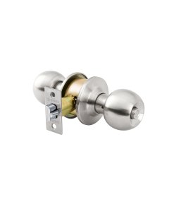 Cerradura tipo esfera para recámara, cromo mate, seguro y duradero para puertas de habitación, HERMEX, clave 43464.