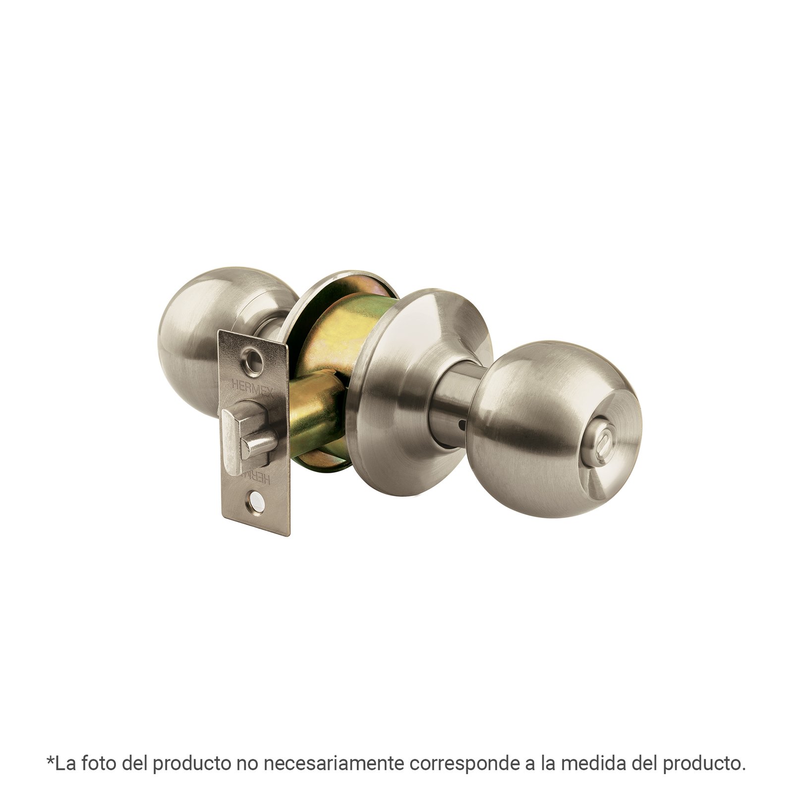 Cerradura tipo esfera para entrada, níquel satín, diseño elegante para puertas de entrada, HERMEX, clave 44059.