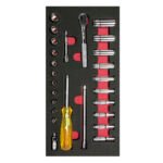 Juego de dados cortos y largos y accesorios cuadro de 1/4" en pulgadas, 26 piezas Urrea CH102
