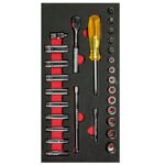 Juego de dados cortos y largos y accesorios cuadro de 1/4" métricos, 28 piezas Urrea CH103