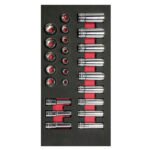 Juego de dados cortos y largos cuadro de 3/8" métricos, 24 piezas Urrea CH107