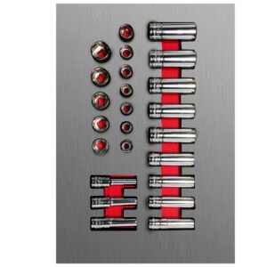 Juego de dados cortos y largos cuadro de 3/8" métricos, 24 piezas Urrea CH107L