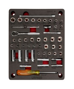 Juego de dados y accesorios cuadro de 1/4" combinado, 48 piezas Urrea CH111P