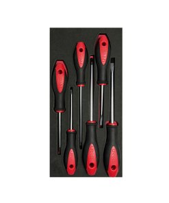 Juego de destornilladores mango bimaterial varias puntas bandeja EVA, 6 piezas Urrea CH115