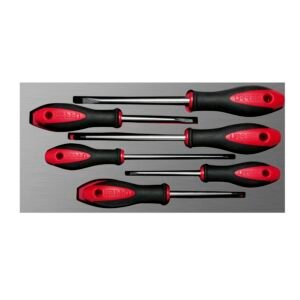 Juego de destornilladores mango bimaterial varias puntas bandeja laminada, 6 piezas Urrea CH115L