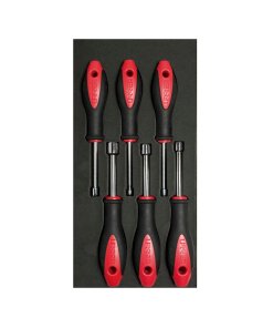 Juego de destornilladores mango bimaterial de caja en pulgadas bandeja EVA, 6 piezas Urrea CH118