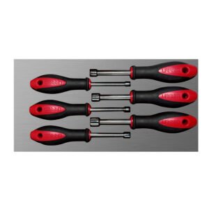Juego de destornilladores mango bimaterial de caja, en pulgadas bandeja laminada, 6 piezas Urrea CH118L
