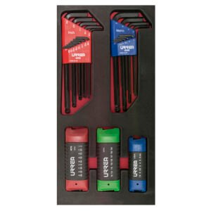 Juego de 46 llaves hexagonales y tipo navaja en pulgadas, métricas y Torx Urrea CH120