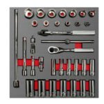 Juego de dados cortos y largos y accesorios cuadro de 3/8" métricos, 35 piezas Urrea CH202L