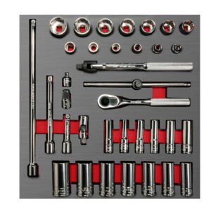 Juego de dados cortos y largos y accesorios cuadro de 3/8" métricos, 35 piezas Urrea CH202L