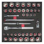 Juego de dados cortos y accesorios cuadro de 1/2" combinados, 42 piezas Urrea CH203