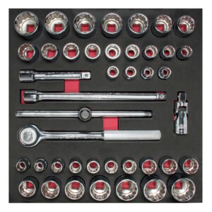 Juego de dados cortos y accesorios cuadro de 1/2" combinados, 42 piezas Urrea CH203