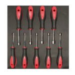 Juego de destornilladores mango bimaterial de caja métricos bandeja EVA, 9 piezas Urrea CH210