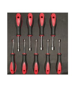 Juego de destornilladores mango bimaterial de caja métricos bandeja EVA, 9 piezas Urrea CH210