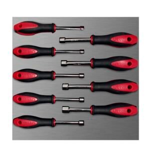 Juego de destornilladores mango bimaterial de caja, métricos bandeja laminada, 9 piezas Urrea CH210L
