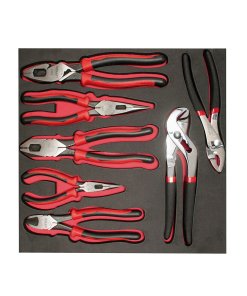 Juego de pinzas bimaterial con bandeja EVA, 7 piezas Urrea CH212