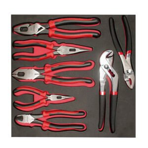 Juego de pinzas bimaterial con bandeja EVA, 7 piezas Urrea CH212